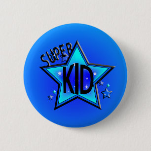 Star Super Kind Round Blue Button
