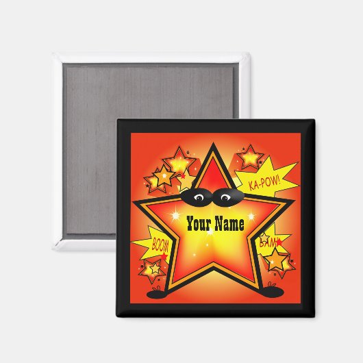 Star Superheld Kind Name Custom Magnet Magneet (Voorkant / Achterkant)