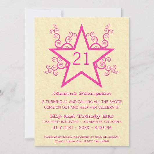 Star Swirls 21e anniversaire Invitation de fête, r (Devant)