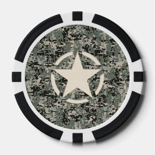 Star Symbol Pixel Digital Camouflage Pokerchips (Voorkant)