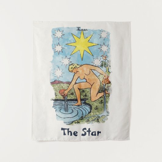 Star Tarot Card Watercolor Painting Wandkleed (Voorkant)