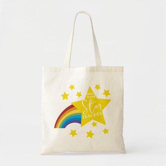 star teacher rainbow tote bag for teacher gift (Devant)