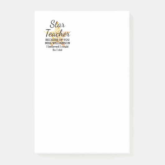 STAR-TEACHERAPPARAAT dacht ik 4x6 Post-it® Notes (Voorkant)