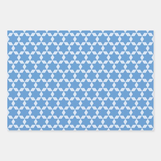 Star Tiles Geometric Hanukkah Pattern in Blue Inpakpapier Vel (Voorkant)