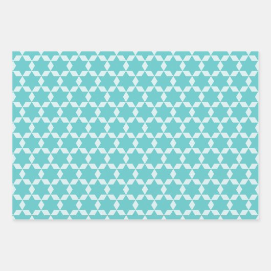 Star Tiles Geometric Pattern Turquoise Inpakpapier Vel (Voorkant)