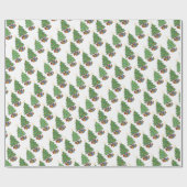 Star-topped Christmas Trees and Gifts Pattern Cadeaupapier (Vlak)