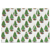 Star-topped Christmas Trees and Gifts Pattern Groot Cadeauzakje (Voorkant)