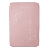 Star Trio in Roze & Wit met boodschap en naam Badmat (Voorkant Verticaal)
