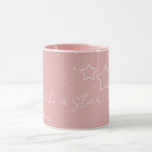 Star Trio in Roze & Wit met boodschap en naam Mok (Midden)
