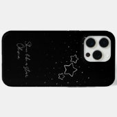 Star Trio in zwart-wit met boodschap en naam Case-Mate iPhone Case (Achterkant (horizontaal))