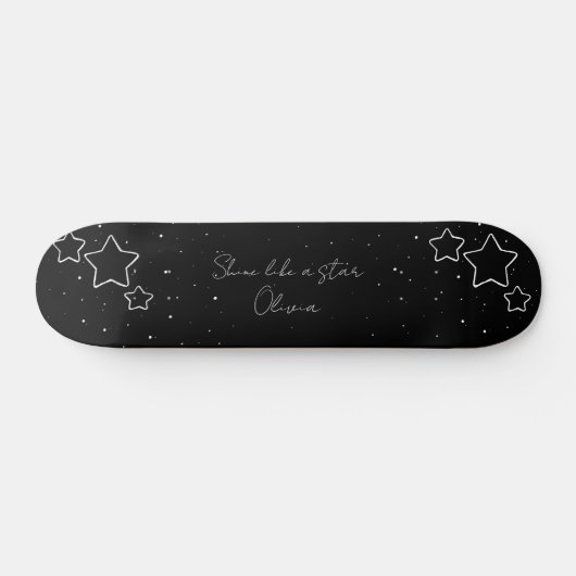 Star Trio in zwart-wit met boodschap en naam Skateboard (Horizontaal)