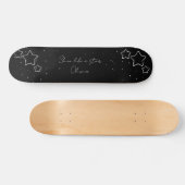 Star Trio in zwart-wit met boodschap en naam Skateboard (Horizontaal)