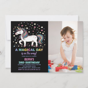 Star Unicorn Birthday Uitnodigingen met foto