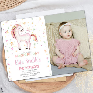 Star Unicorn Invitations d'anniversaire avec photo