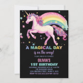 Star Unicorn Rainbow Invitations d'anniversaire (Devant)