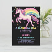 Star Unicorn Rainbow Invitations d'anniversaire (Debout devant)