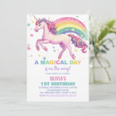Star Unicorn Rainbow Invitations d'anniversaire (Debout devant)