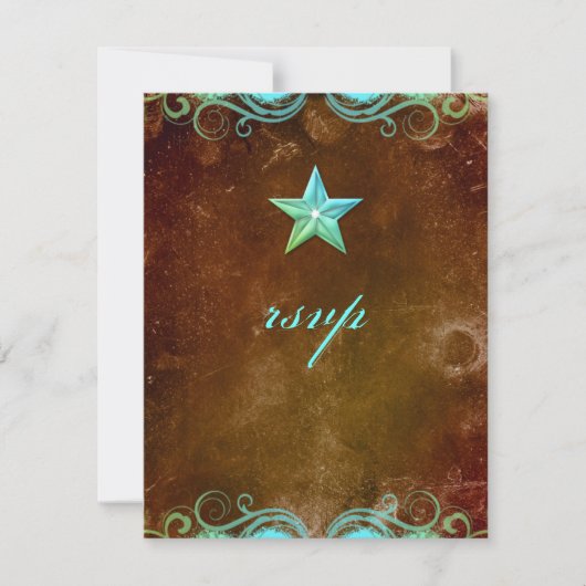 Star Wedding Reply Card Bruin Blauw RSVP Kaartje (Voorkant)