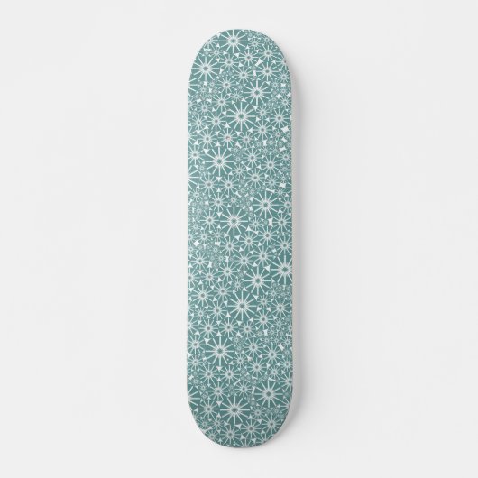 Star Wheel Abstract - Ocean Green op White Skateboard (Voorkant)