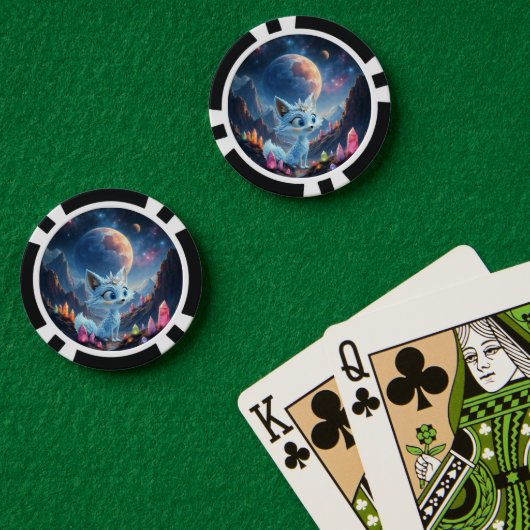 Star Whisper Fox – Keeper of Crystal Light.  Poker Chips (Pokertafel (Dubbel))