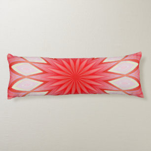 Star White en Red Kaleidoscoop Floral Mandala Lichaamskussen