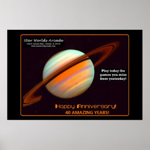 Star Worlds Arcade 40e verjaardag Retro Poster