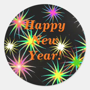 Starblast Nieuwjaar Zwart Ronde Sticker