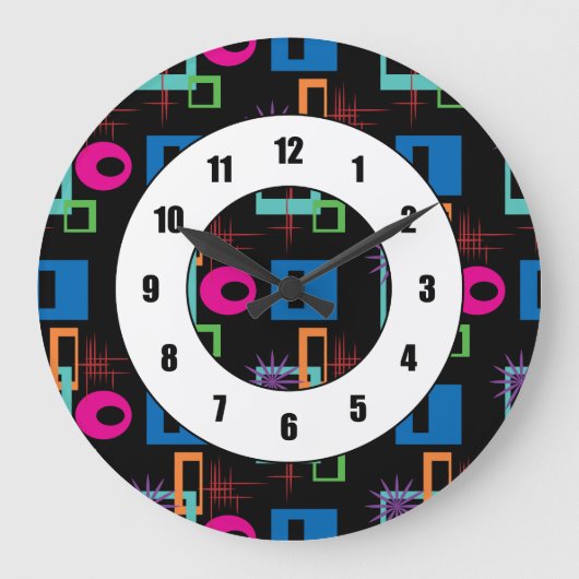 Starburst Geometric Multicolored Pattern Grote Klok (Voorkant)