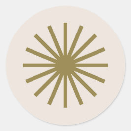 Starburst goud & linnen wit ronde sticker