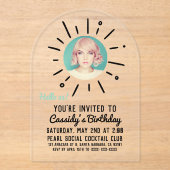 STARBURST | Invitation d'anniversaire simple et ch (Recto)