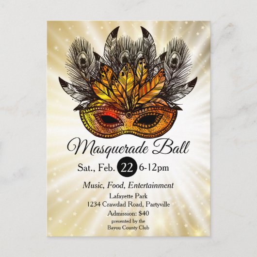 Starburst Masquerade Party Masker Briefkaart (Voorkant)