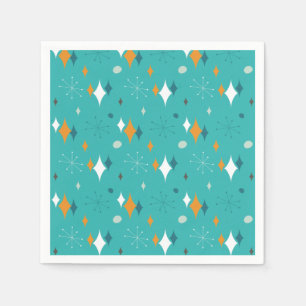 Starburst Mid Century Modern Patroon in Turquoise Servet