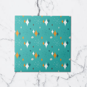 Starburst Mid Century Modern patroon in turquoise Tegeltje
