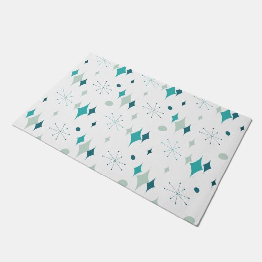 Starburst Mid Century Modern Pattern Blauwgroen Aq Deurmat (Schuin)