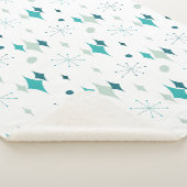 Starburst Mid Century Modern Pattern Blauwgroen Aq Sherpa Deken (3/4)