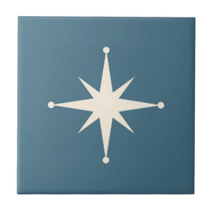 Starburst Mid Century Moderne Blauwe Retro Tegeltje
