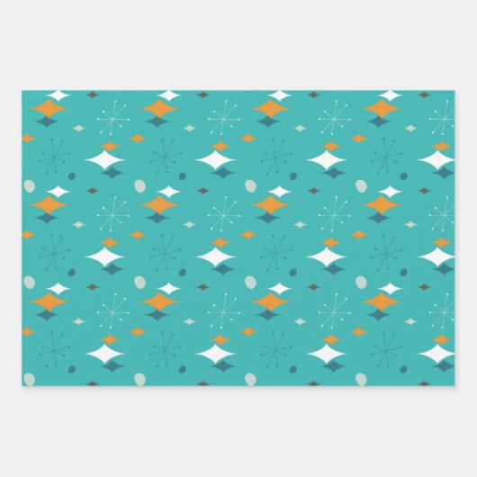 Starburst modern patroon uit midden eeuw inpakpapier vel (Voorkant 3)