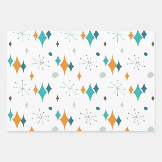 Starburst modern patroon uit midden eeuw inpakpapier vel (Voorkant 3)