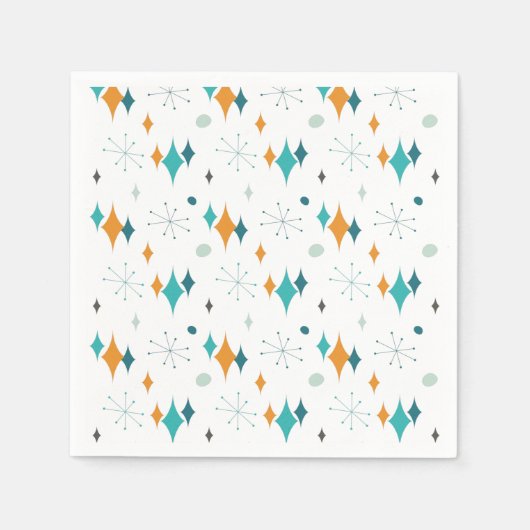 Starburst modern patroon uit midden eeuw servet (Voorkant)