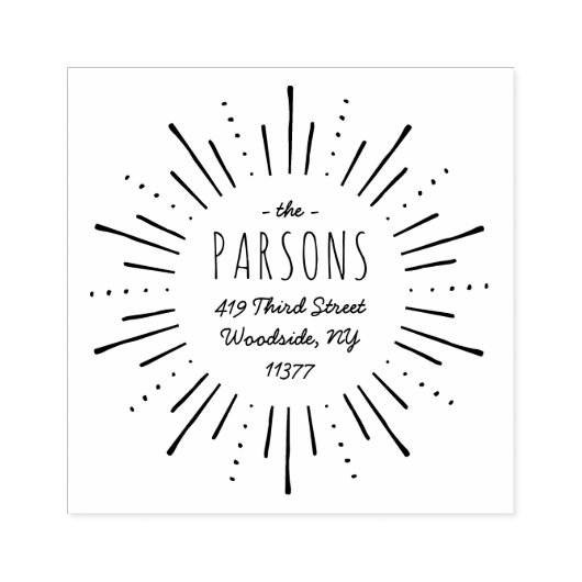 Starburst Monogram Adresstempel Rubberstempel (Afrduk)