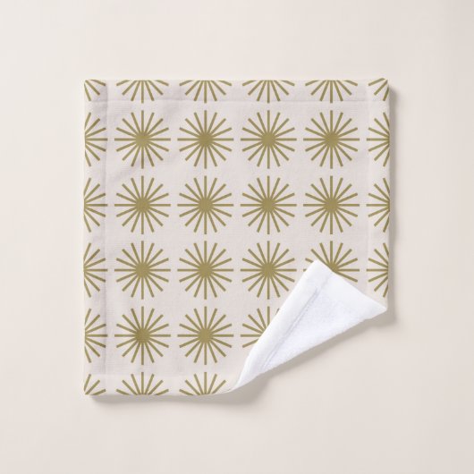 Starburst Motif Gold & Linen Blanc (Gant de toilette)