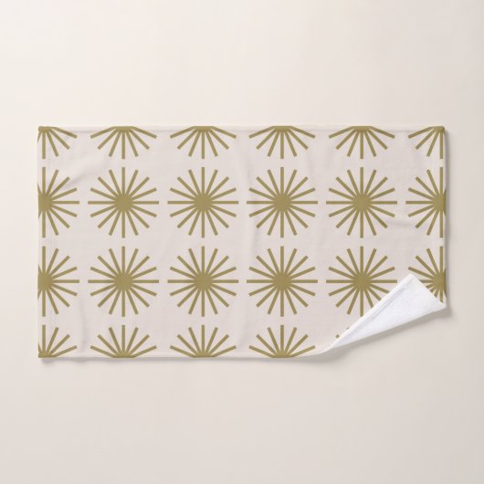 Starburst Motif Gold & Linen Blanc (Serviette à main)