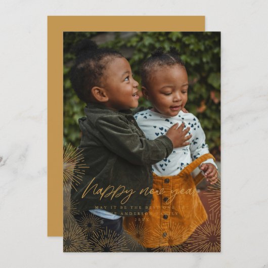 Starburst Nieuwjaarskaart Kaart (Voorkant / Achterkant)