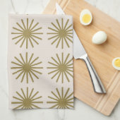 Starburst Patroon Goud & Linnen Wit Theedoek (Quarter Fold)