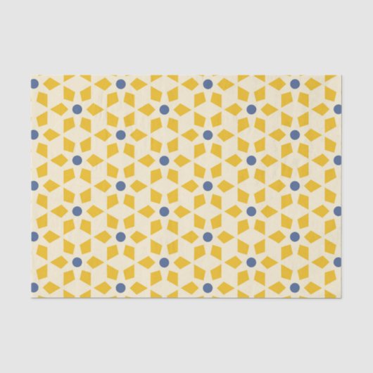 Starburst Pattern in Geel & Blauw Tissuepapier (Voorkant)