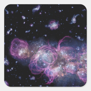 Starburst Stellar Fireworks Finale Buitenspatie Vierkante Sticker