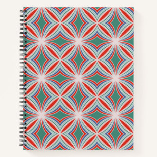 Starburst Striped Tegel Pattern in Red, Green, Blu Notitieboek