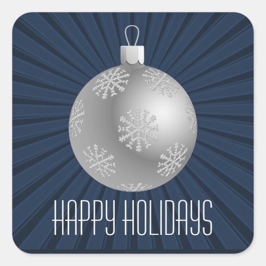 Starburst Stripes Ornament Stickers, donkerblauw Vierkante Sticker (Voorkant)