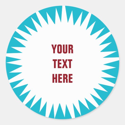 Starburst - wit met aangepaste tekst & achtergrond ronde sticker (Voorkant)