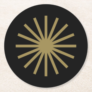 Starburst zwart en goud ronde kartonnen onderzetter